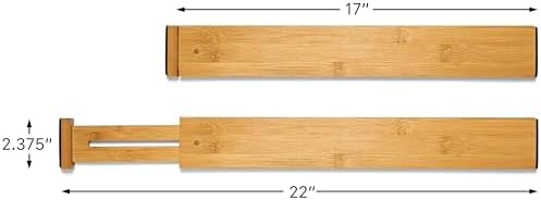 Bamboo Drawer Dividers Organizers 18-21.75 IN - Kitchen Drawer Organizer with Spring Loaded, Expandable Drawer Organizat