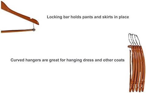 Cherry Finish Wood Suit Hanger with Locking Bar (Set of 5)