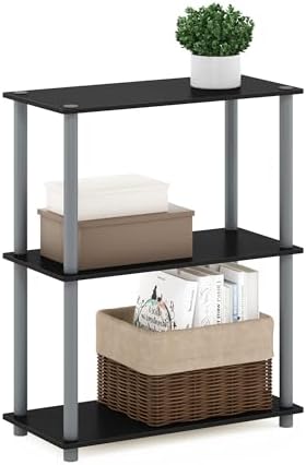 Furinno TURN-N-TUBE Storage Shelves, 3-Tier Book Shelf, Corner Shelf, Toolless Open Shelves, for Organization and Storag