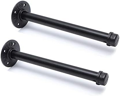 3/4" Industrial Black Iron Pipe Shelf Brackets, Rustic Wall Mounted DIY Shelving Brackets Hanging Custom Pipe Brackets f