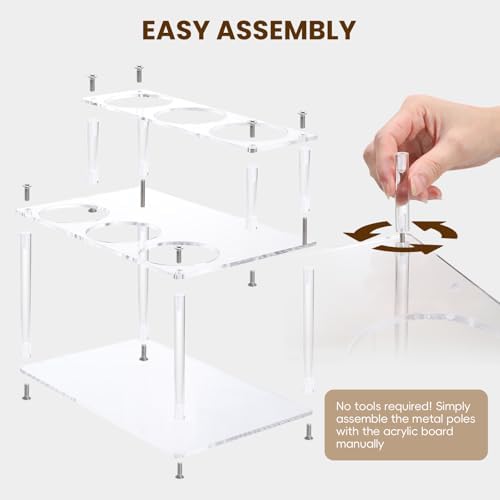 IEEK Coffee Syrup Rack Organizer 2-Tier 6 Syrup Bottles Holder Stand for Coffee Bar,Clear Acrylic Bottle Storage Shelf W