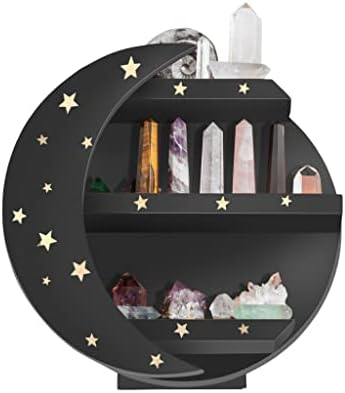 CHAMAMA Black Moon Shelf with Stars