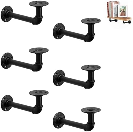 NearMoon Industrial Pipe Iron Shelf Brackets-Wall Mounted DIY Rustic Pipe Metal Brace Brackets, Vintage Farmhouse Décor 