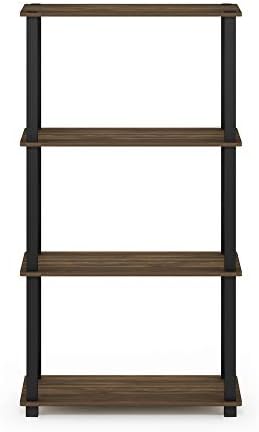 Furinno TURN-S-TUBE Storage Shelves, 4-Tier Book Shelf, Corner Shelf, Toolless Open Shelves, for Organization and Storag