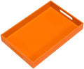 KEVLANG Orange Sturdy Acrylic Serving Tray with Handles-10x15Inch-Serving Coffee,Food,Breakfast,Butler-Kitchen Countertop Tray-Makeup Drawer Organizer-Vanity Table,Ottoman Tray-Decorative Tray