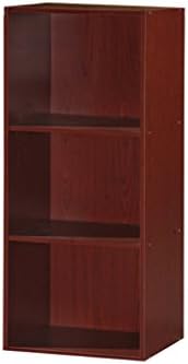 Hodedah 3-Shelf Bookcase in Mahogany