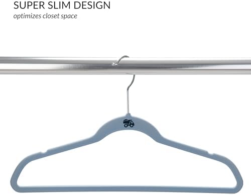 Simplify 25 Pack Kids Velvet Hangers | Slim | Non-Slip Design | Space Saving | Childrens Clothes | Shirts | Pants | Dresses | Baby Nursery | Closet Storage & Organization | Light Blue