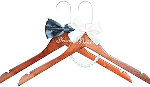 Bride & Groom Wooden Wedding Dress Hangers, Mr & Mrs Hanger(2Pack)