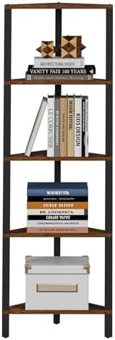 TUTOTAK Corner Shelf, 5-Tier Corner Bookshelf for Small Space