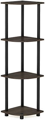 4-Tier Corner Bookshelf, Corner Shelf for Organization and Storage, Display Storage Shelves with Open Shelves, Home Offi