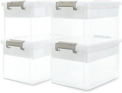 Citylife 17QT 4Packs Clear Craft Organizers and Storage Box with Tray