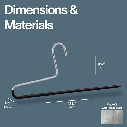 Mawa by Reston Lloyd Non-Slip Space Saving Clothes Hanger with Single Rod for Pants, Style KH/1, Set of 30, Black