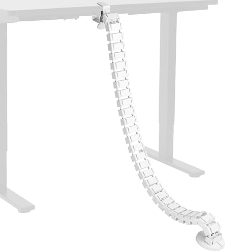 VIVO White Clamp-on Desk Vertebrae Cable Management Kit, DESK-AC01P-W