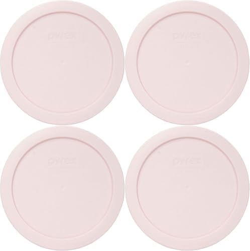 Pyrex 7200 2-Cup Glass Bowl & 7200-PC With Lid (4-Pack) - Made in USA (Light Pink)