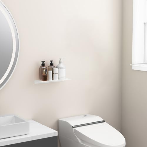 Danpoo 12 inch White Metal Wall Shelf Small Floating Shelf for Wall Organizer & Storage, Display Shelf for Bathroom, Liv