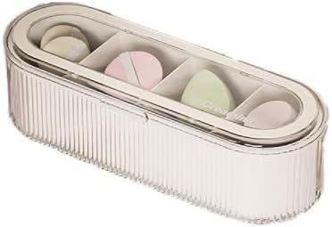 Clear Acrylic Makeup Brush Holder Organizer With Lid - Cosmetic Storage Case Display for Vanity and Sponges