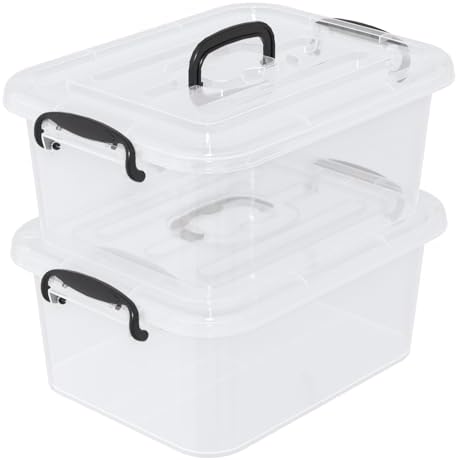 8 L Clear Plastic Storage Latch Container Box with Handle, 2-Pack