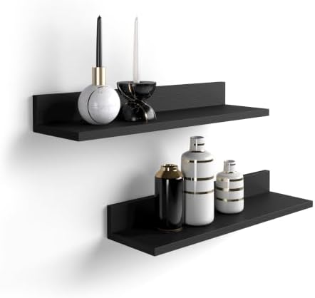 Mobili Fiver, Set of 2 Rachele Shelves, 23.62 in, Ashwood Black, Made in Italy