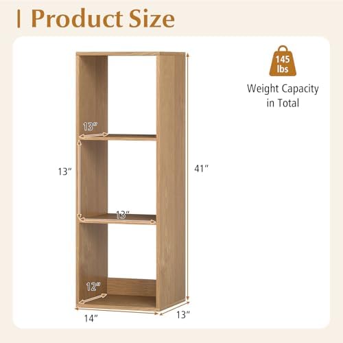 Tangkula 3-Cube Bookcase, 4-Tier Bookshelf with Open Compartments, Freestanding Cube Storage Organizer with Anti-Topplin