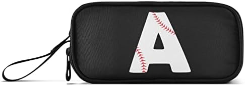 Fisyme Baseball Black Number Custom Text Pencil Case Large Capacity Pen Box Makeup Pouch Holder Organizer Stationery Personalized Bag for School Office College Traval