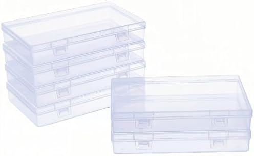 LJY 6 Clear Rectangular Plastic Boxes, 7.1 x 4.3 x 1.2 in for Electronics