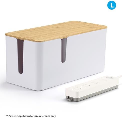 ZhiYo 2 Pack Cable Management Box, Large & XL, Power Strip Organizer, White