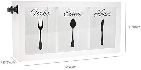 BLU MONACO | Wooden Silverware Caddy with Handle | Wooden Cutlery Organizer for Kitchen Countertop | Cutlery Caddy for P
