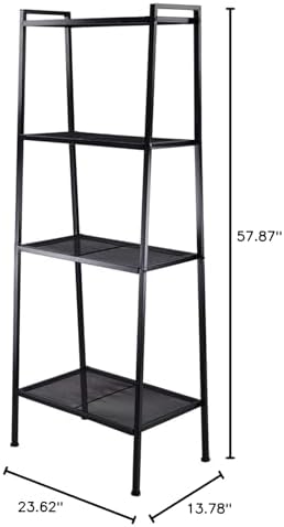 4 Tier Industrial Metal Bookshelf,Modern Ladder Bookcase Storage Organizer,Open Display Storage Rack,Plant Flower Shelve