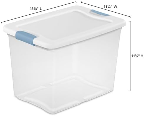 Sterilite 18-Pack Latching Box, Under Bed Storage Bins with Lids, Clear Plastic, 25 Quart - Heavy-Duty Organizing Contai