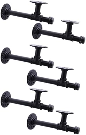 3/4" Industrial Pipe Shelf Brackets, Black Iron Wall Mounted DIY Shelving Brackets Hanging Custom Pipe Brackets for Floa