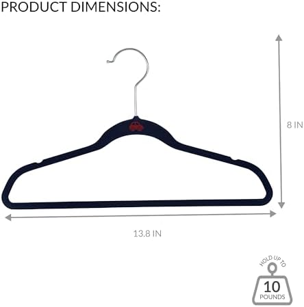 Simplify 25 Pack Kids Velvet Hangers | Slim | Non-Slip Design | Space Saving | Childrens Clothes | Shirts | Pants | Dresses | Baby Nursery | Closet Storage & Organization | Navy