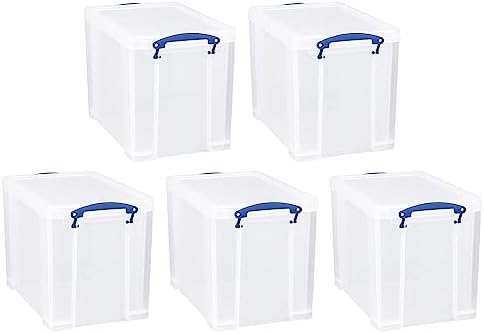 Really Useful Box 19 Liter Plastic Stackable Storage Container, 5 Pack