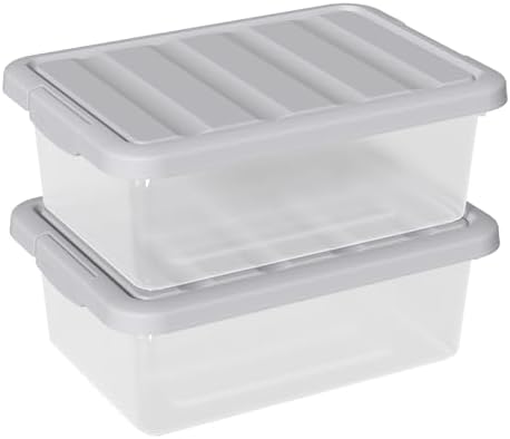 14 Quart Plastic Clear Storage Bin, 2 Packs Organizers Boxes