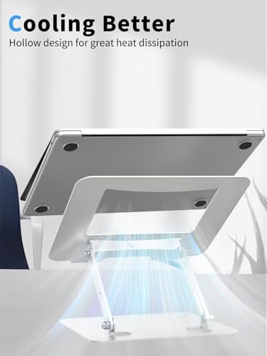SOUNDANCE Laptop Stand, Heavy Metal Base, Adjustable, 10-15.6", Silver