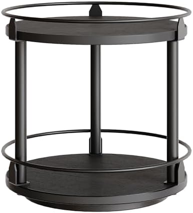 YATINEY Lazy Susan Organizer, Rotating Spice Rack, 2 Tier Spice Turntable Organizer, Industrial Turntable Spice Holder, 