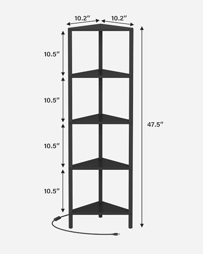 TUTOTAK Corner Shelf with LED Light, 5-Tier Corner Bookshelf