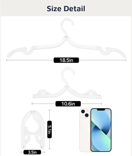 10 Pcs Travel Hangers, Cruise Ship Essentials Foldable Hangers Plastic Travel Essentials, Portable Cruises Must Haves 2026 for Suitcase, RV Camping Airplane Europe Vacation Essential, White