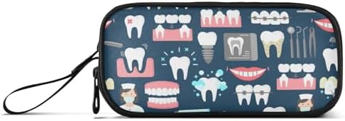 Fisyme Dental Teeth Pencil Case Large Capacity Pen Box Makeup Pouch Holder Organizer Stationery Bag for School Office College Traval