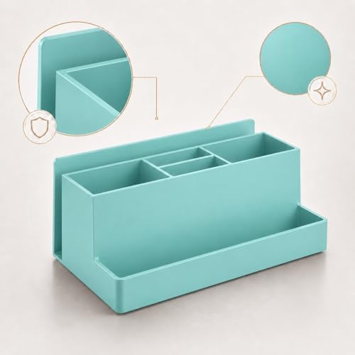 Acrimet Desktop Organizer - Multi Organizer Caddy Holder for Office, Home and School use (Plastic) (Solid Green Color)