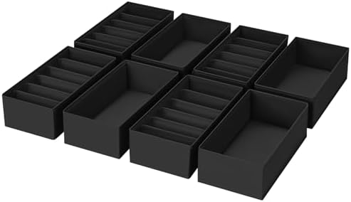 DIMJ Drawer Organiser, Cupboard Organiser, Set of 8, Underwear Organiser, 30 x 15 x 9 cm Organiser System for Pax Organi