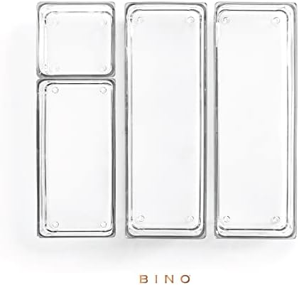 BINO 4-Piece Modular Drawer Bin Set | Bathroom & Vanity Drawer Organizer Trays - Small (Pack of 3)