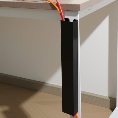 Blulu 4 Pack Steel Magnetic 14 Inch Cable Management Channel for Under Desk Leg Vertical Wire Hider Cover Cable Desk Org