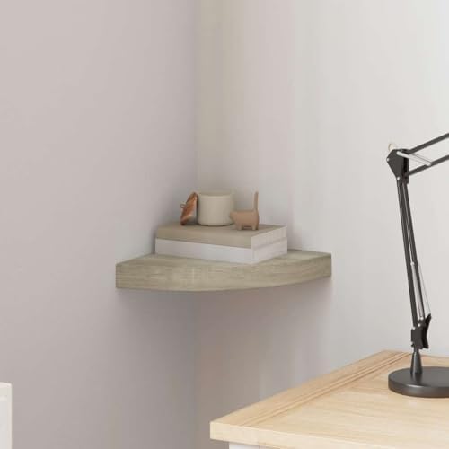 vidaXL Floating Corner Shelf Oak 9.8"x9.8"x1.5" MDF