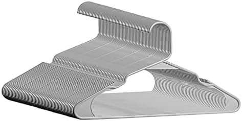 Plastic Hangers - 50 Pack,Durable Space Saving Hangers for Everyday Use and Dorm Room Essentials - Grey