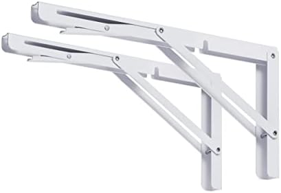 CLT 18" White Folding Shelf Brackets Max. Load 440 lb, Heavy Duty DIY Wall Mounted Shelf Bracket Space Saving for Table 