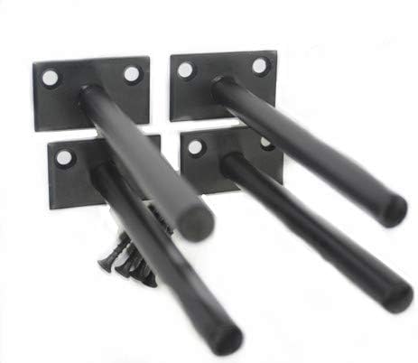 4 Pcs 5" Black Solid Steel Floating Shelf Bracket Blind Shelf Supports - Hidden Brackets for Floating Wood Shelves - Con