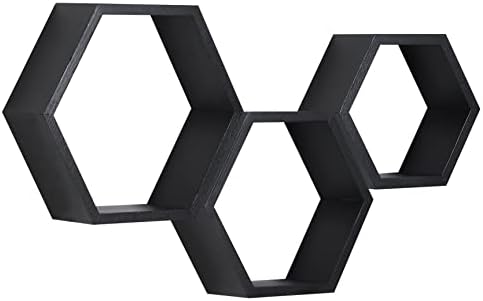 Hexagon Shelves,Floating Wall Shelf,Honeycomb Octagon Cube Shelves Wood