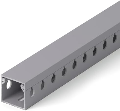1.2"H x 1.2"W Cable Raceway, 12ft Under Desk Wire Management Channel, Grey