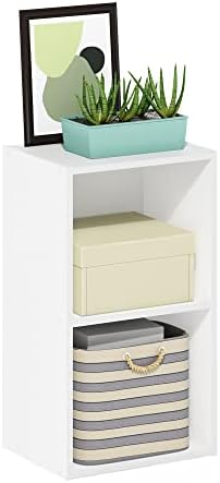 Furinno PASIR Book Shelf, 2-Tier Modern Bookshelf, Open Shelves Bookcase 9 x 12 x 21, Easy Assembly, for Living Room, Be