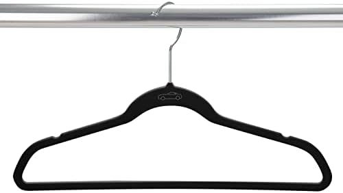 Simplify 100 Pack Kids Velvet Hangers | Slim | Non-Slip Design | Space Saving | Childrens Clothes | Shirts | Pants | Dresses | Baby Nursery | Closet Storage & Organization | Black